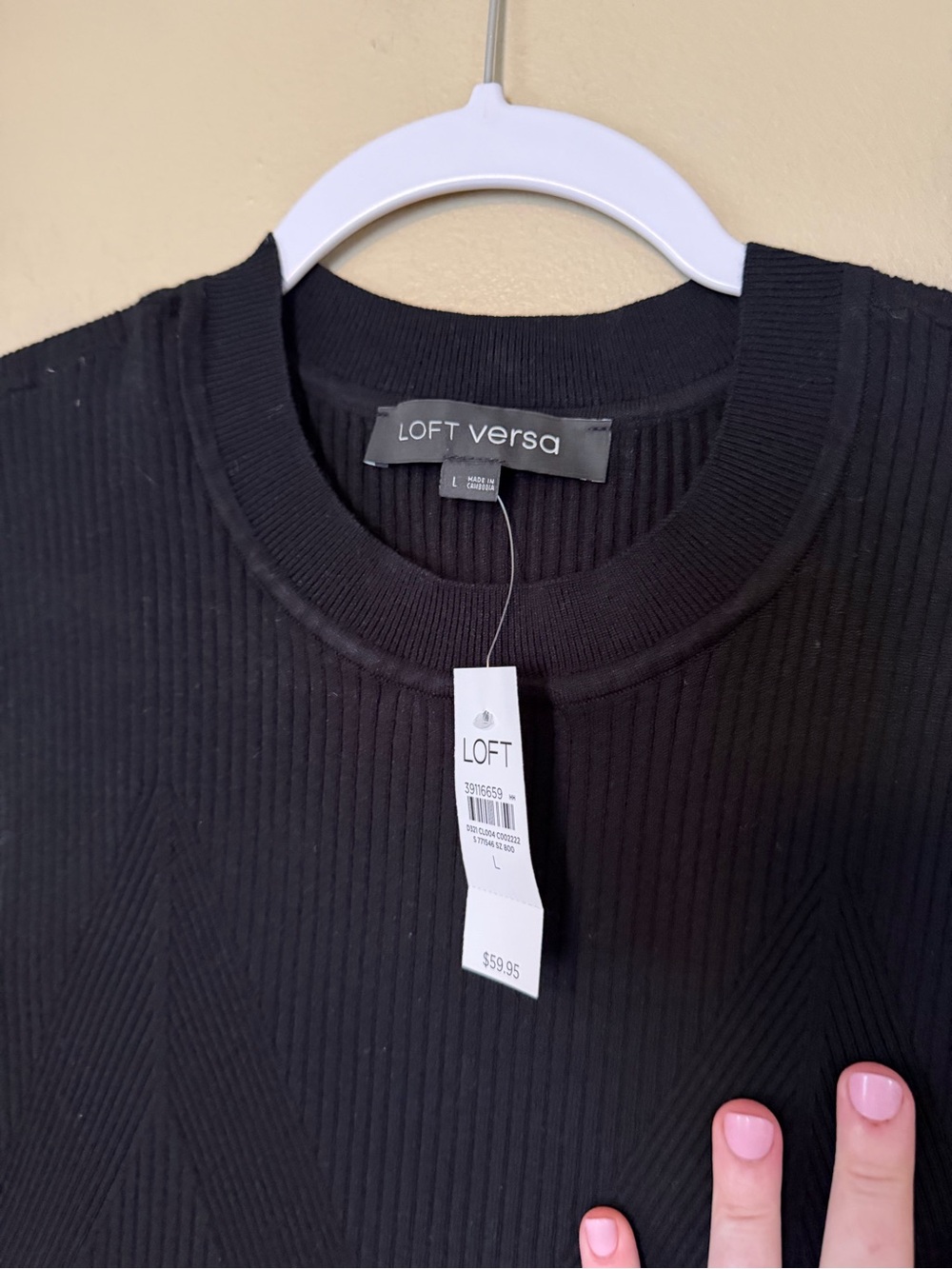 LOFT Versa Black Ribbed Sleeveless Shell Top NEW - Picture 3 of 7